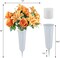2 Sets Artificial Cemetery Flowers with Vases – Mixed Lilies & Roses (Orange & Yellow), 2 Grave Vases with Foam for Outdoor Headstones, Gravesites, and Memorial Decorations